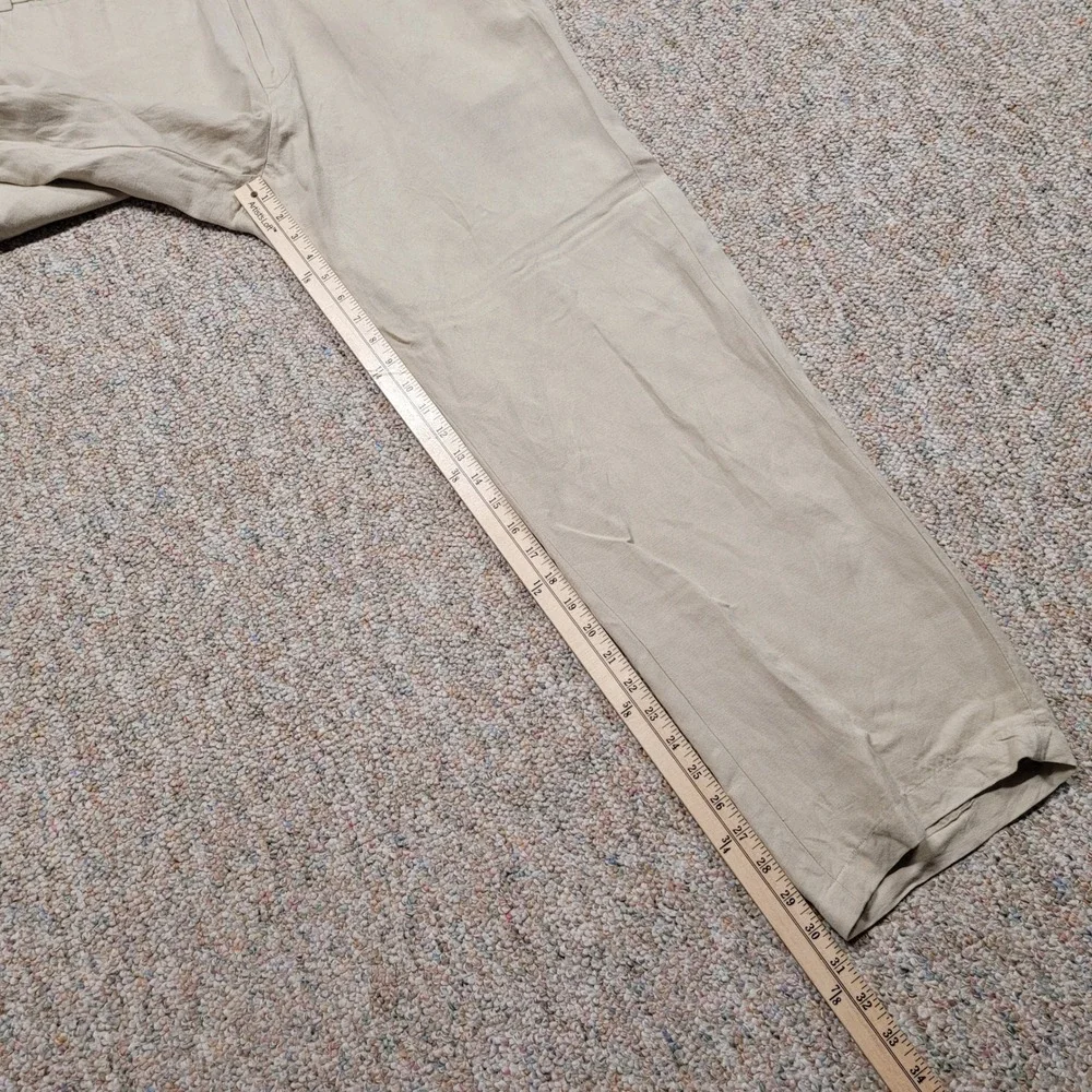 Polo Ralph Lauren Linen Trousers Mens 34x30 Beige Straight Leg Loose Baggy Pants